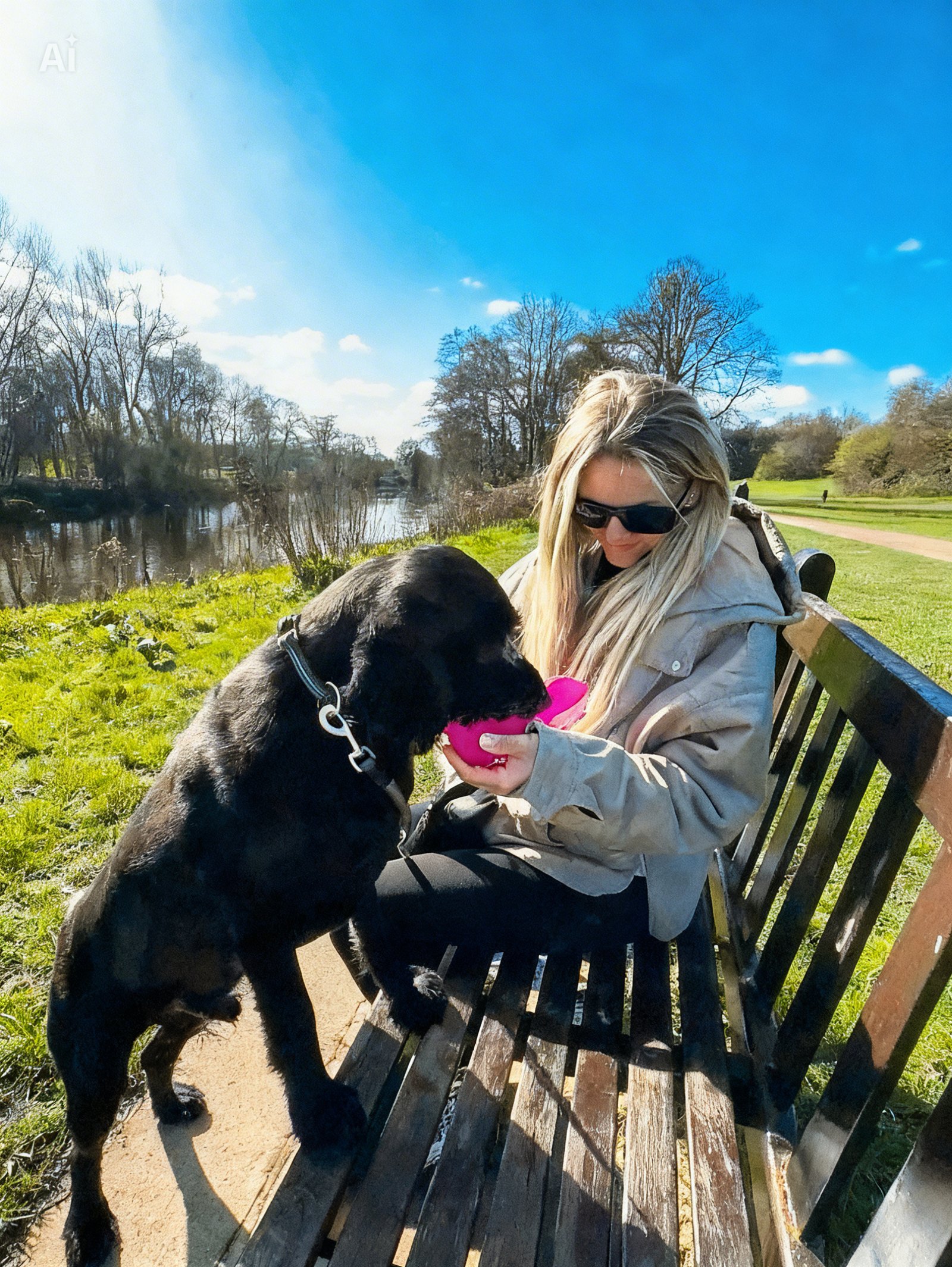 Georgia from The Daily Wag on a dog walk by the river